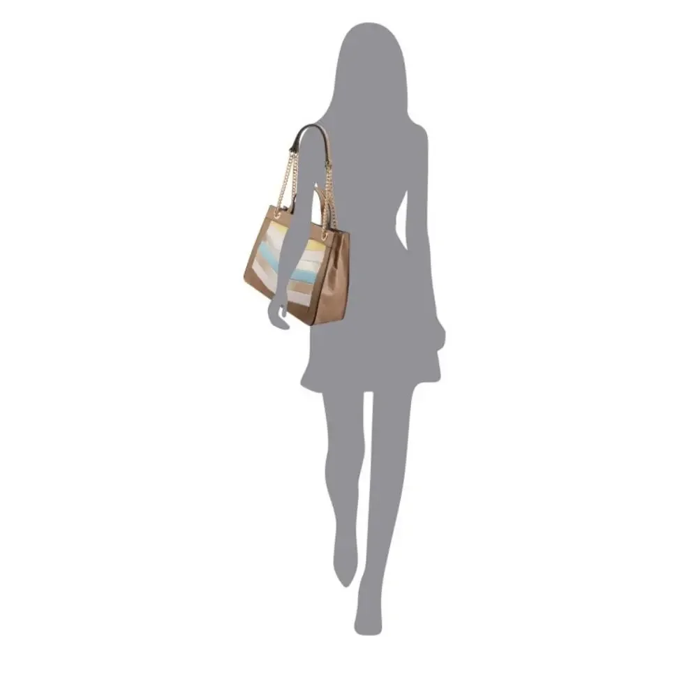 INC International Concepts Pattii Chevron Bag‎ NWT Tan Gold